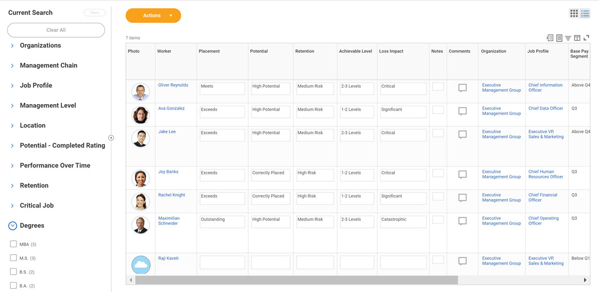 screenshot that shows new calibration comments section in workday