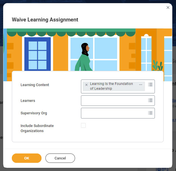 image of the Waive Learning Assignment task in workday