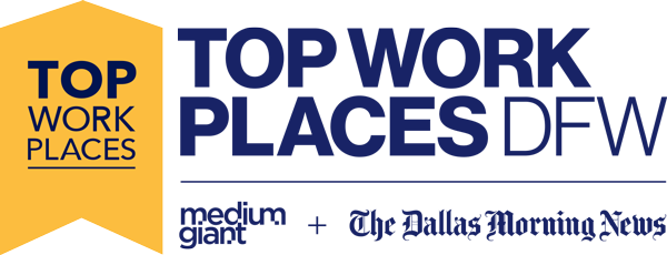 top workplaces dfw dark blue badge