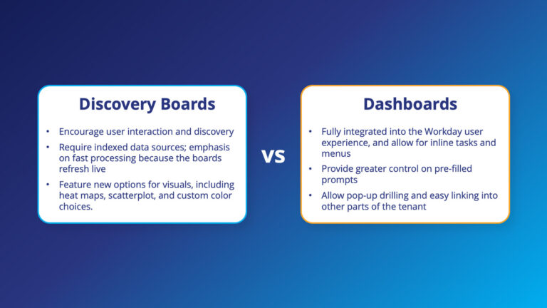 Workday Discovery Boards vs. Dashboards – What to Know