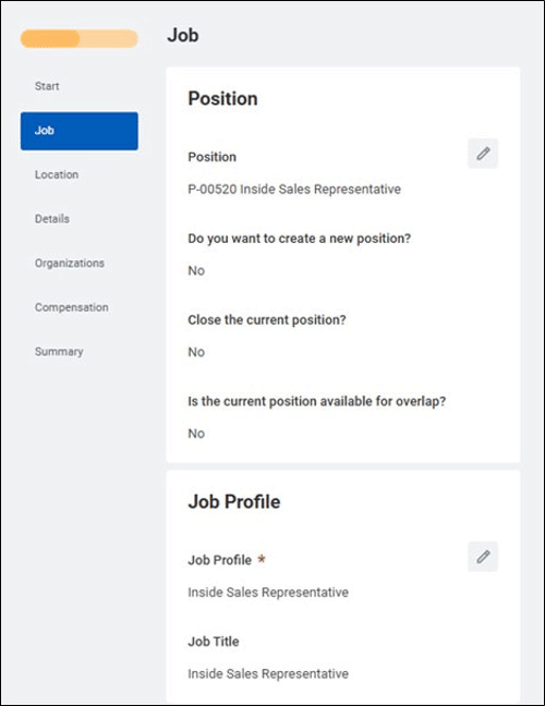 Screenshot of older Change Job view in Workday (scheduled for deprecation).