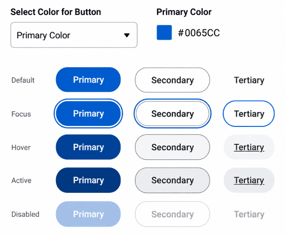 Screenshot of Select Color for Button as part of tenant theme branding in Workday HCM.