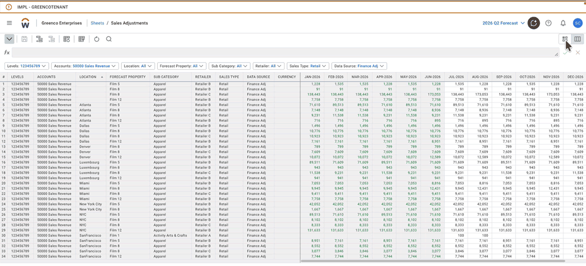 Screenshot of Columnar View in Adaptive Planing.