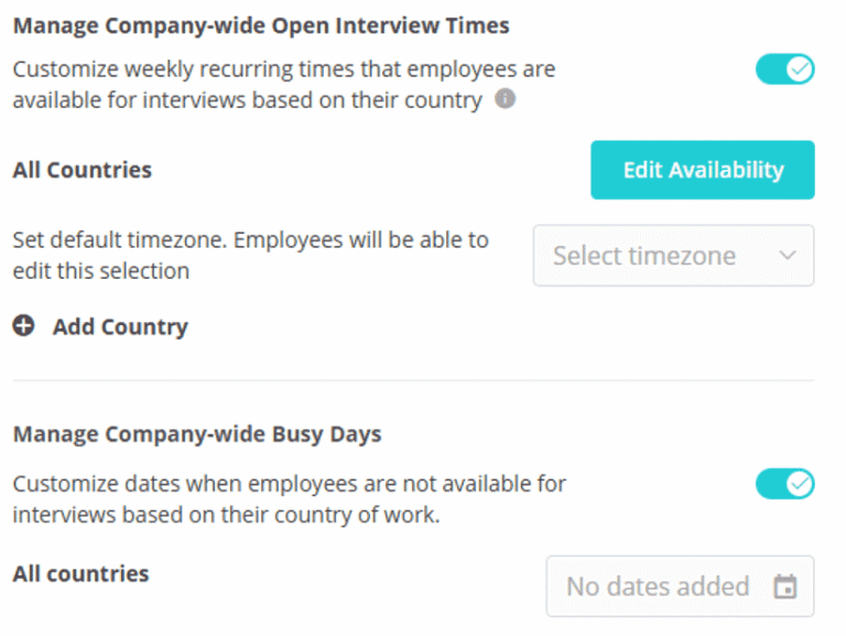 Screenshot of Conversational Scheduling menu options in Workday Paradox Candidate Experience Agent.